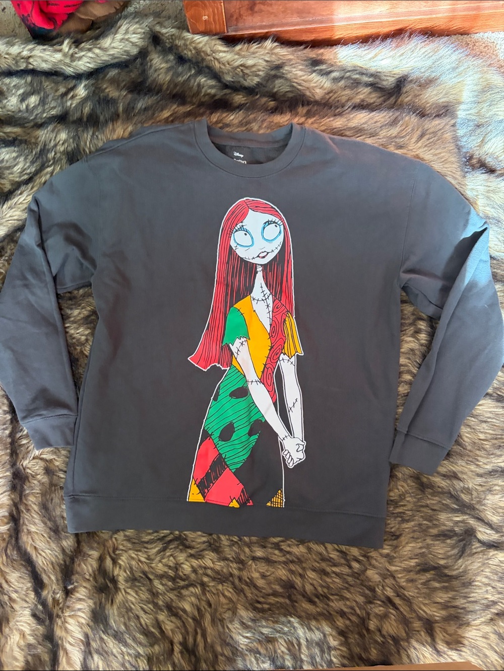 Disney Nightmare Before Christmas Sally Women's Gray Crewneck Pullover Fleece XL